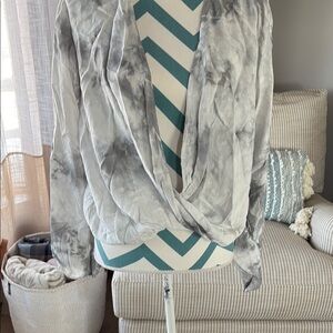 Gray Tie-Dye Drape Blouse